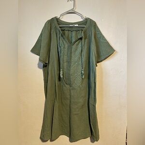 Lucky Brand 100% Cotton Plus Size Midi Embroidered Women's Dress